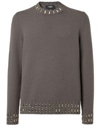 Fendi - Embellished Crewneck Knitted Jumper - Lyst