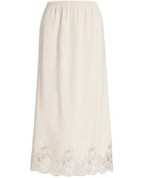 Alberta Ferretti - Straight Midi Skirt With Lace Trim - Lyst