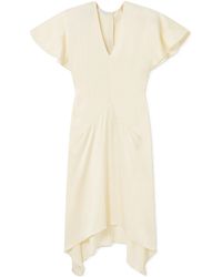 Stella McCartney - V-Neck Short-Sleeves Satin Midi Dress - Lyst
