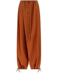 Marni - Logo Embroidered Wide-Leg Trousers - Lyst