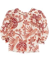 FARM Rio - Floral-Printed Ruffled Top - Lyst