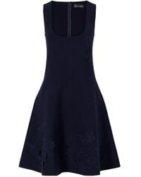 Oscar de la Renta - Laser-Cut Embroidered Knitted Mini Dress - Lyst