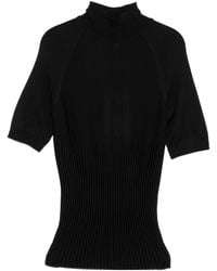 Alaïa - Alaïa Ribbed Mock-Neck Knitted Top - Lyst