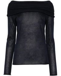 Roberto Collina - Off-The-Shoulder Silk Blend Sweater - Lyst