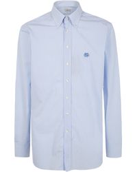Etro - Pegaso Embroidered Striped Shirt - Lyst