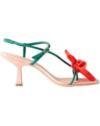 Loeffler Randall - Frank Appliquéd Leather-Trimmed Grosgrain Slingback Sandals - Lyst