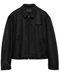 Prada - Logo Patch Zip-Up Jacket - Lyst