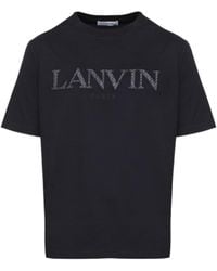 Lanvin - Logo Embroidered Crewneck T-Shirt - Lyst