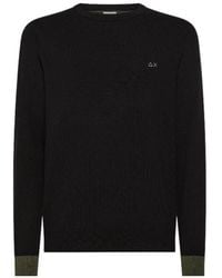 Sun 68 - Elbow Patch Crew Neck Knitted Sweater - Lyst