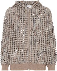 Brunello Cucinelli - Balloon Sequin-Embellished Zip-Up Cardigan - Lyst