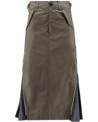 Sacai - Pleated-Panel Zip-Detail Mid Skirt - Lyst