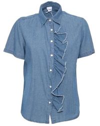 Aspesi - Short Sleeve Ruffled Detail Shirt - Lyst