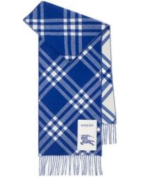 Burberry - Logo Patch Checked Fringed Scarf - Lyst