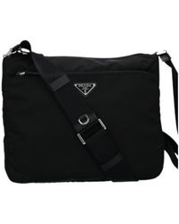 Prada - Logo Plaque Zipped Shoulder Bag - Lyst