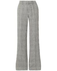 Alessandra Rich - Leated Prince Of Wales Checked Wool Straight-Leg Pants - Lyst