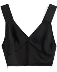 TOTEME - Totême V-Neck Cropped Satin Top - Lyst