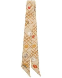 Burberry - Skinny Check Charm Silk Scarf - Lyst