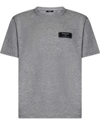 Balmain - Logo Patch Crewneck T-Shirt - Lyst