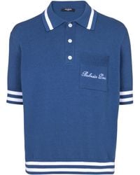Balmain - Cotton-Linen Polo Shirt With Signature Embroidery - Lyst