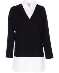 Elisabetta Franchi - Logo-Embroidered Long-Sleeved Dress - Lyst