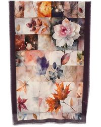 D'Aniello - Leaf-Print Frayed Scarf - Lyst