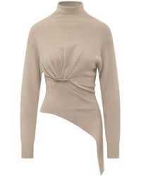 Lanvin - Draped Asymmetric Knitted Sweater - Lyst