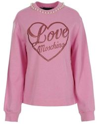 Moschino - Logo Graphic-Print Cotton Sweatshirt - Lyst