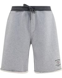 Brunello Cucinelli - Cotton French Terry Bermuda Shorts With Embroidery - Lyst