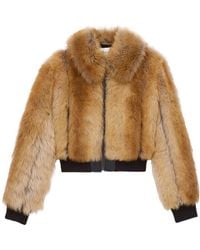 Saint Laurent - Zip-Up Shearling Bomber Jacket - Lyst