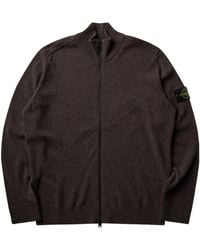 Stone Island - High Collar Zip Knitted Sweater - Lyst