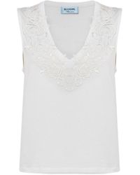 Blugirl Blumarine - Embroidered V-Neck Top - Lyst
