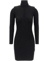 Elisabetta Franchi - Roll-Neck Knitted Mini Dress - Lyst