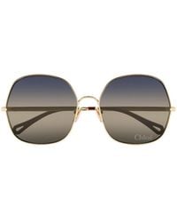 Chloé - Golden Color-Blocked Sunglasses - Lyst