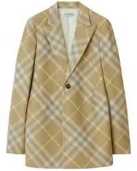 Burberry - Checked Tailored Single-Breasted Blazer - Lyst