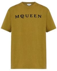 McQueen - Flocked Mcqueen Logo T-Shirt - Lyst