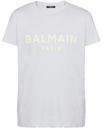 Balmain - Cotton Printed Paris Logo T-Shirt - Lyst