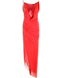 Blumarine - Butterfly Crepe Asymmetric Dress - Lyst