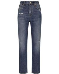 Dolce & Gabbana - Logo Plaque Loose-Fit Jeans - Lyst