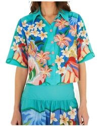 FARM Rio - Garden Of Life Scarf Short Sleeve Crop Shirt - Lyst