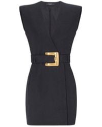Balmain - Belted Wrap Dress - Lyst