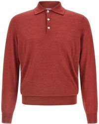 Brunello Cucinelli - Long Sleeved Knitted Polo Shirt - Lyst