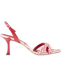 Jimmy Choo - Elsy 70 Leather-Trimmed Twill Slingback Sandals - Lyst