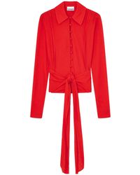 Ganni - Draped Wrap Polo Top - Lyst