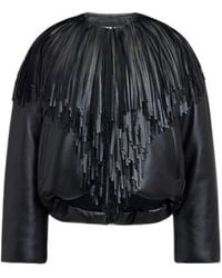 Alaïa - Alaïa Fringed Leather Bomber Jacket - Lyst