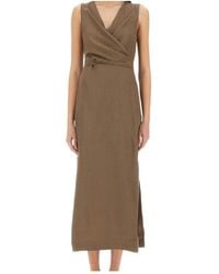 Brunello Cucinelli - Fluid Twill Wrap-Effect Dress - Lyst