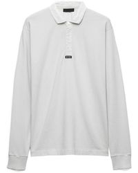 Prada - Long-Sleeved Cotton Polo Shirt - Lyst