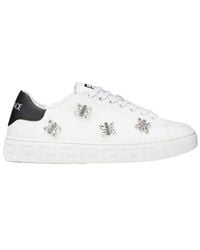 Versace - Greca Embellished Lace-Up Sneakers - Lyst