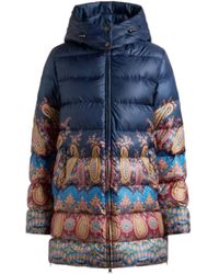 Etro - Down Jacket With Hood And Placed Print - Lyst