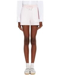 Thom Browne - Rwb Stripe Knitted Cotton Shorts - Lyst