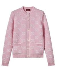 Gucci - Logo Intarsia Button-Up Cardigan - Lyst